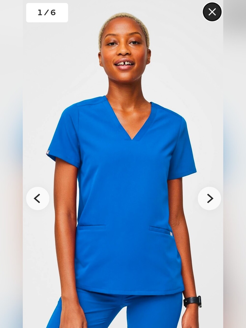 Figs Casma Scrub Top Royal Blue Small